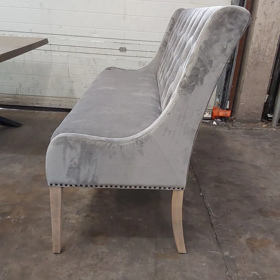 DESIGNER GREY VELVET JACOB BENCH (1 ITEM)