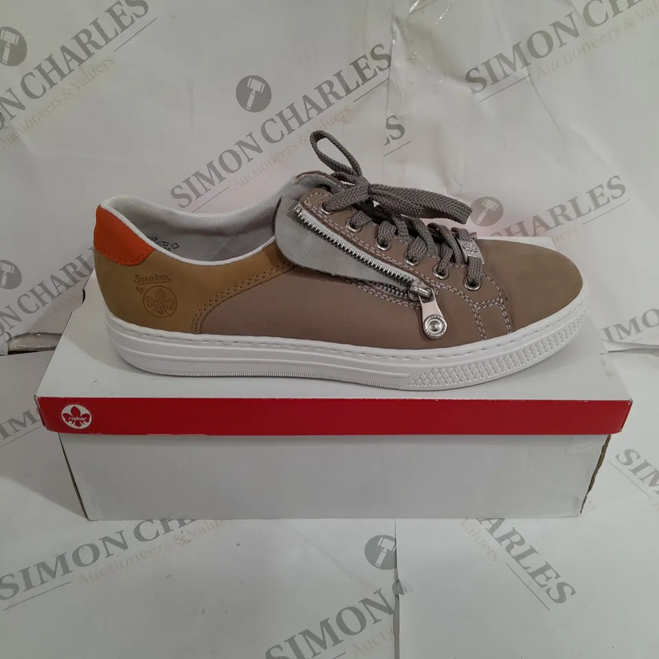 BOXED RIEKER TANNED CASUAL TRAINERS SIZE 7