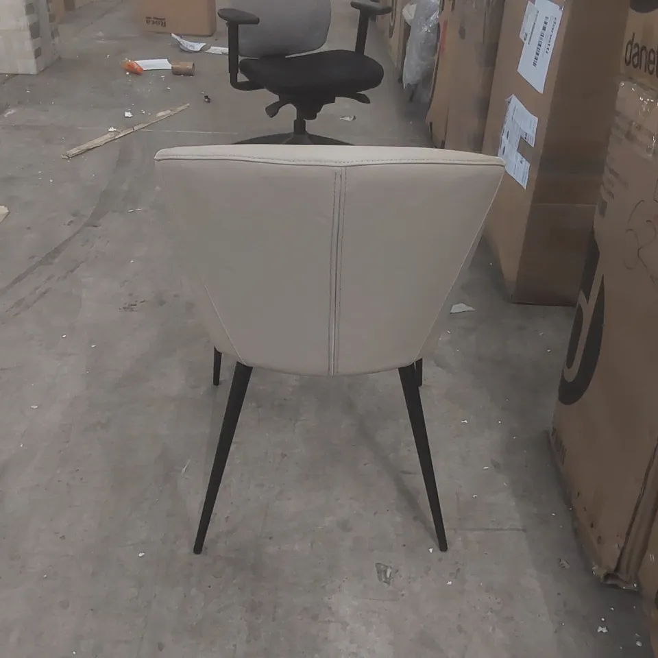 DANETTI LANDON LIGHT GREY LEATHER DINING CHAIR
