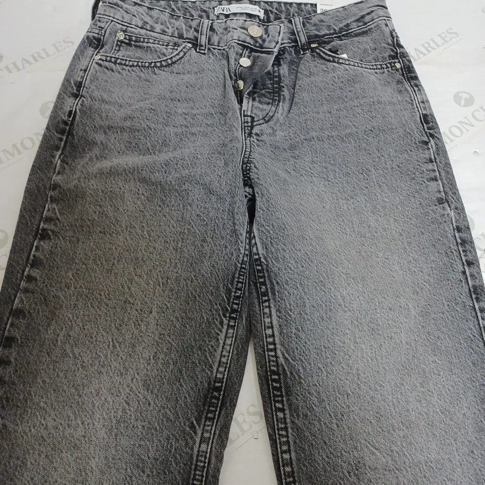 ZARA STRAIGHT LEG MID RISE GREY JEANS - EUR 36