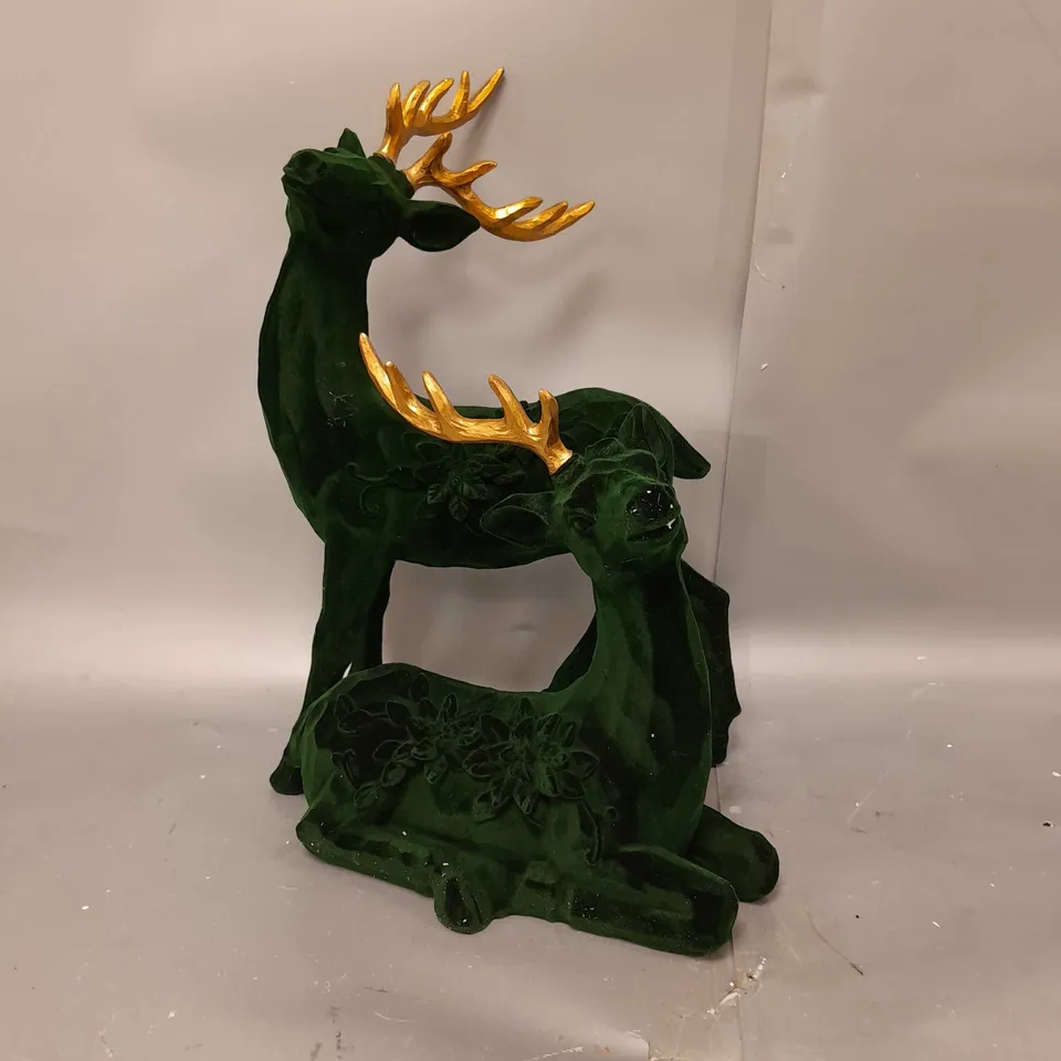 BOXED ALISON CORK SET OF 2 VELVET HENRY STAGS