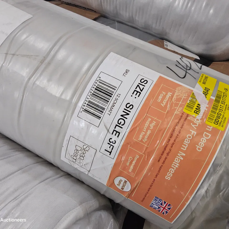 BAGGED & ROLLED 3' SINGLE MEMORY FOAM MATTRESS