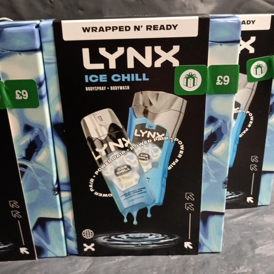 LOT OF 5 LYNX ICE CHILL 2-PIECE SPRAY AND BODYWASH SETS