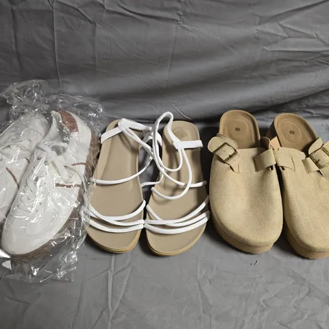 BOX OF APPROXIMATELY 20 ASSORTED PAIRS OF SHOES AND FOOTWEAR ITEMS IN VARIOUS COLOURS, STYLES, AND SIZES - COLLECTION ONLY