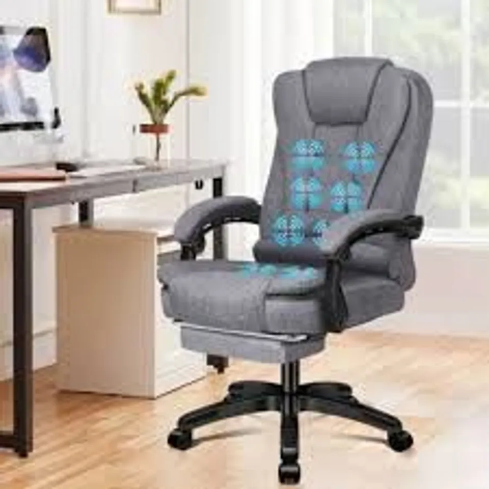 BOXED ELFORDSON OFFICE CHAIR WITH 8-POINT MASSAGE AND HEAT FUNCTION, GREY