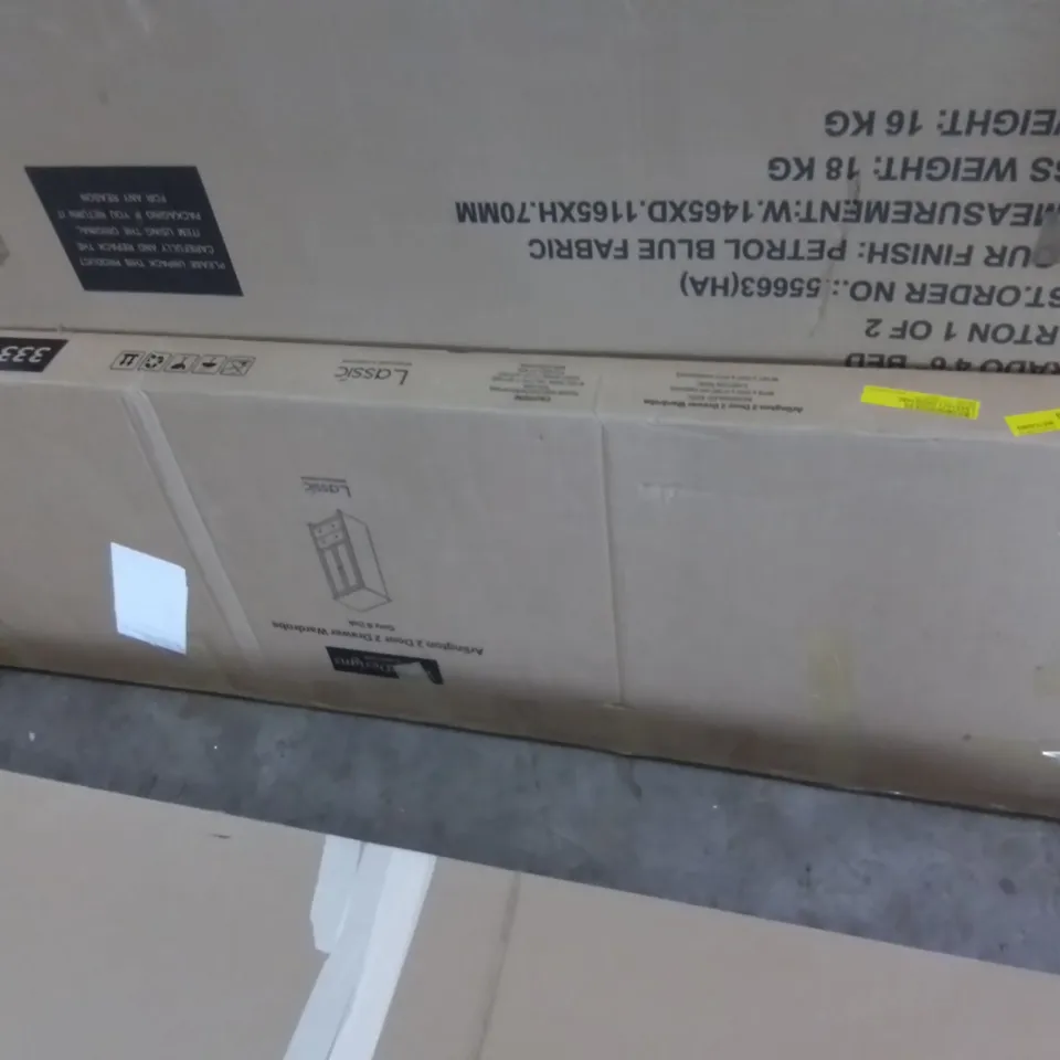 BOXED EVAN 2 DOOR 2 DRAWER WARDROBE (INCOMPLETE. 1 BOX ONLY)