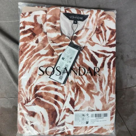 BAGGED SOSANDAR ZEBRA PRINT SHIRRED WAIST SHIRT DRESS SIZE 16