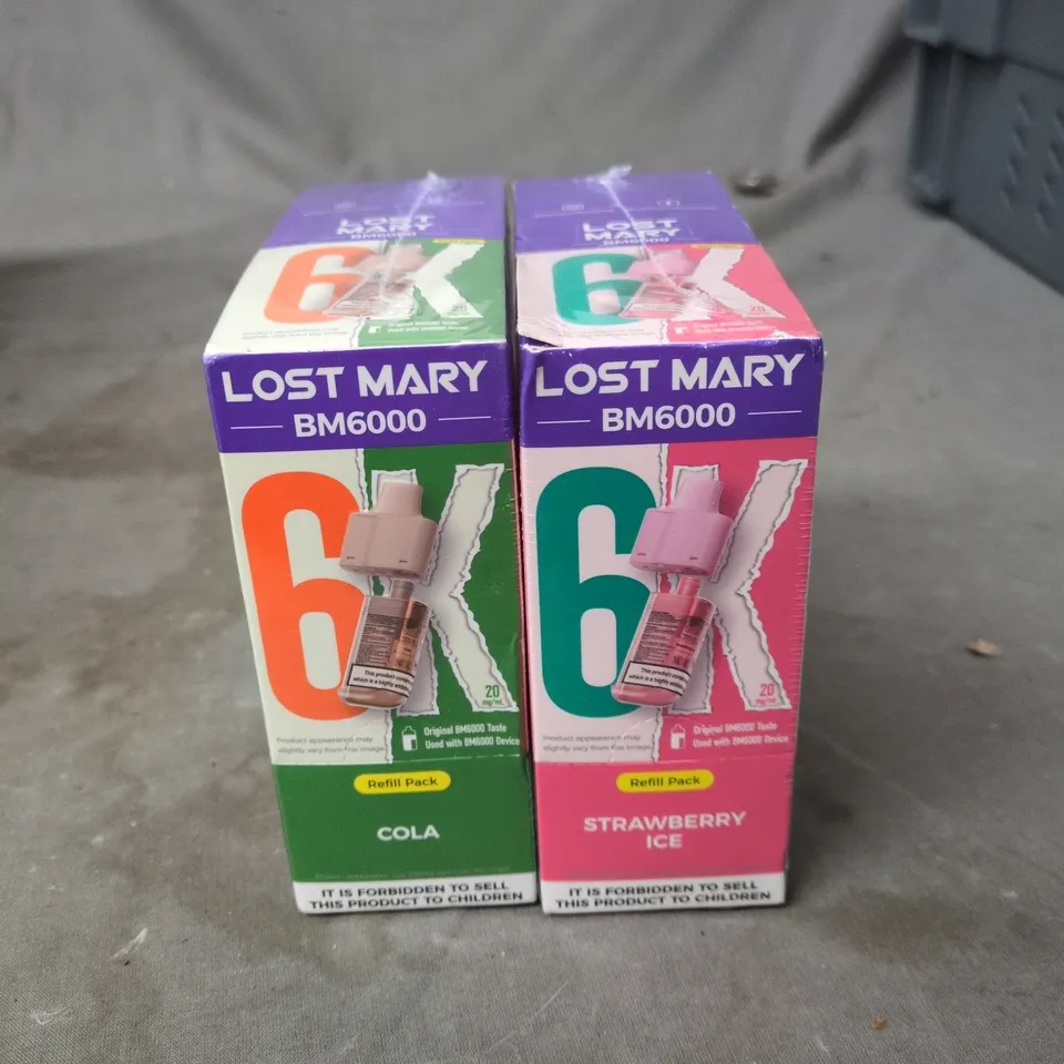 TOTE OF APPROXIMATELY 25 ASSORTED ELECTRONIC CIGARETTE ITEMS TO INCLUDE:  LOST MARY BM6000 REFILL PACKS 