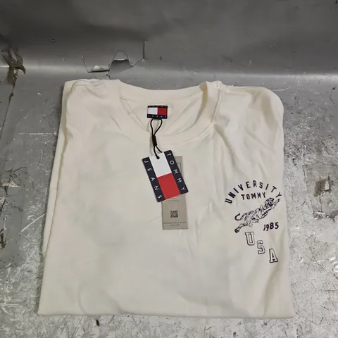 TOMMY HILFIGER REGULAR FIT UNIVERSITY TIGER TSHIRT IN OFF WHITE SIZE XL