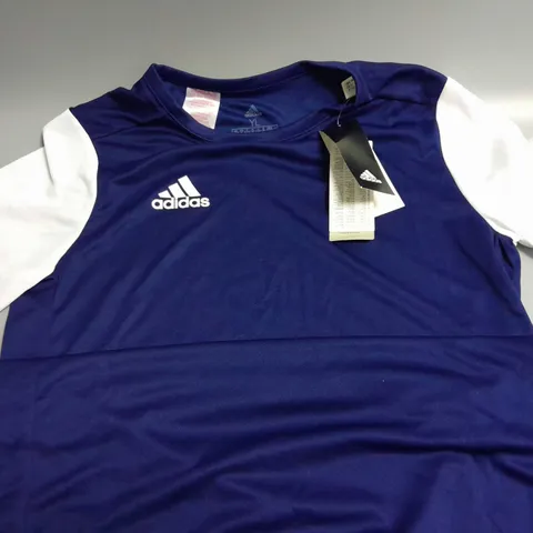 ADIDAS YOUTH BLUE/WHITE T-SHIRT - UK 13/14 YRS