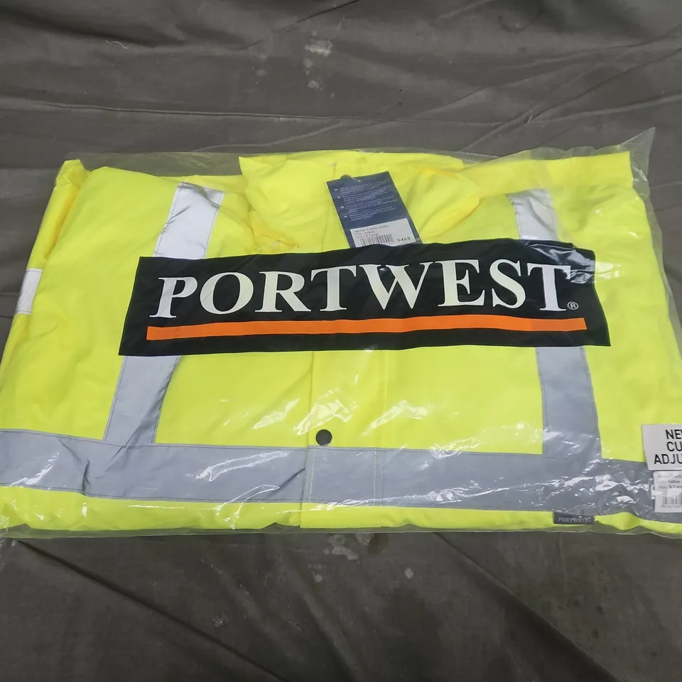 BAGGED PORTWEST HI-VIS TRAFFIC JACKET IN YELLOW - XL