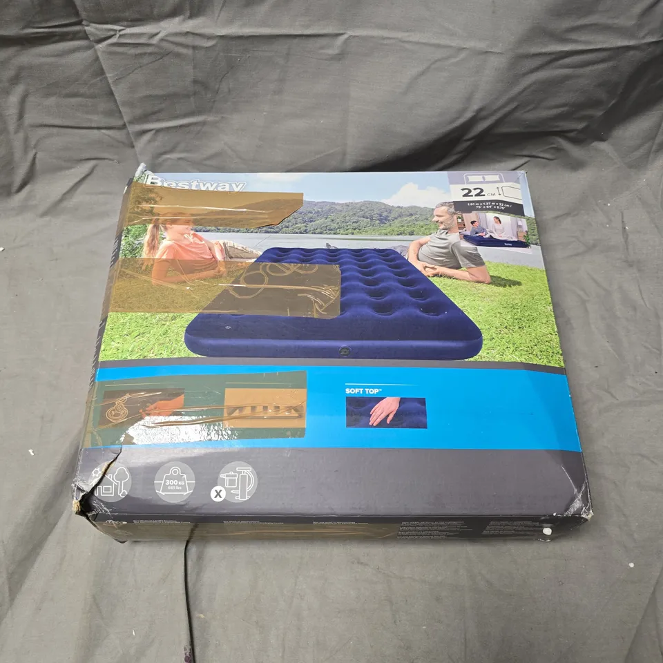 BESTWAY AIR MATTRESS INFLATABLE BED – 1.91M X 1.37M X 22CM (75 X 54 IN) SOFT TOP