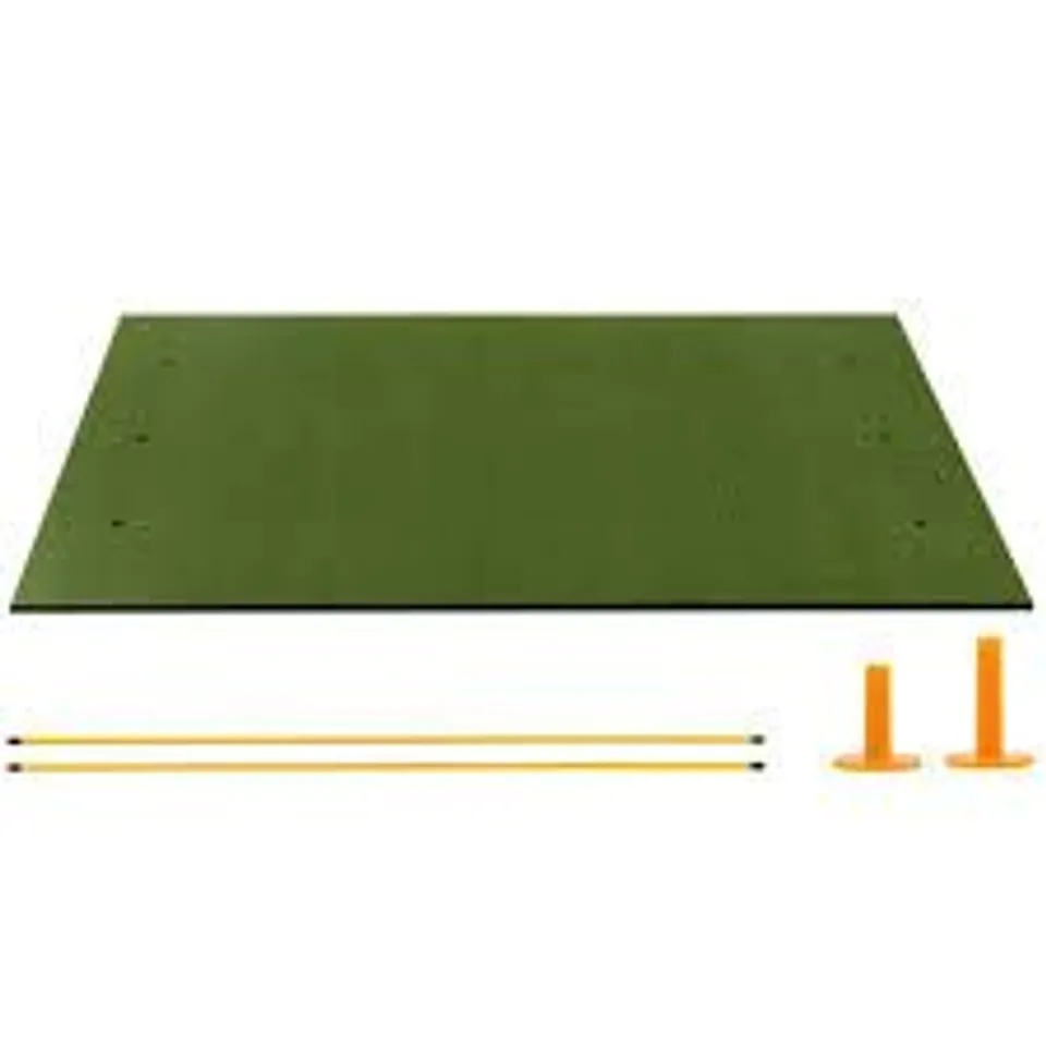 BOXED COSTWAY SMALL GOLF HITTING MAT WITH RUBBER TEES AND ALIGNMENT STICKS 20mm