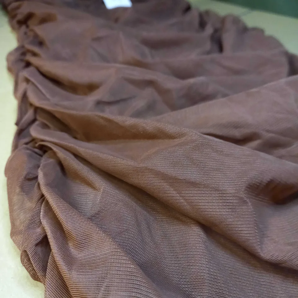 OH POLLY CHOCOLATE RUCHED CORSET TOP MIDI DRESS - SIZE 14