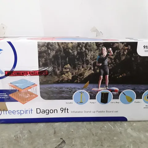 BOXED FREESPIRIT DAGON 9FT INFLATABLE STAND UP PADDLE BOARD SET