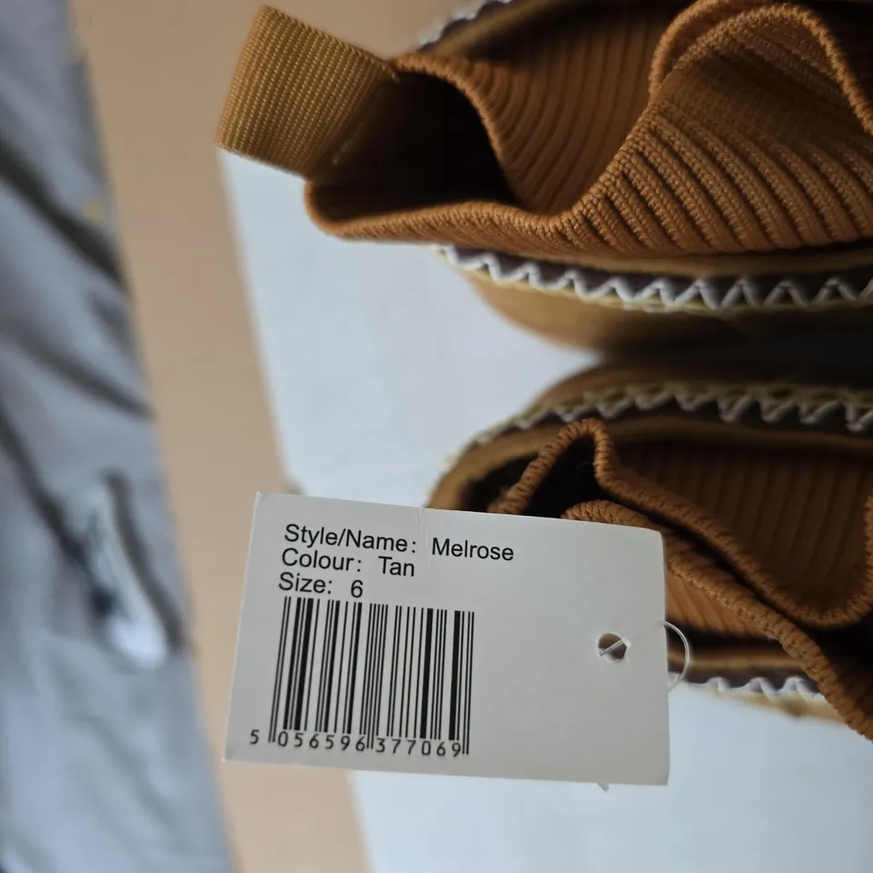 SHOES BY EMMA MELROSE TAN BOOTS WITH KNIT COLLAR - UK 6