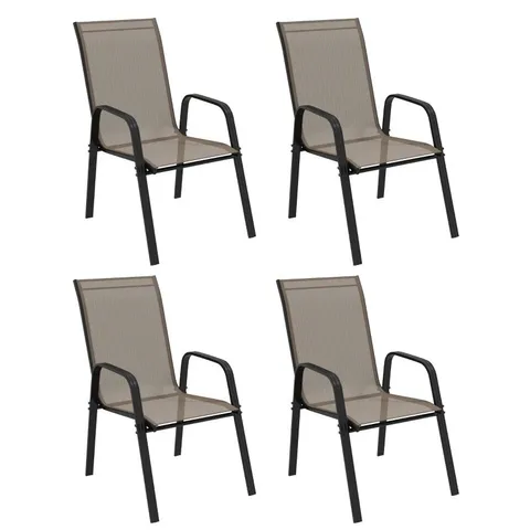 BOXED 4 PIECES GARDEN CHAIRS WITH HIGH BACKREST AND ARMREST, DARK GREY