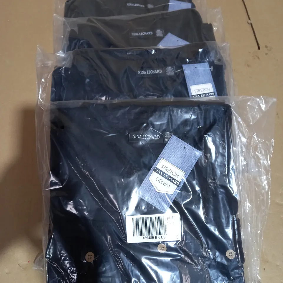 4 x NINA LEONARD Elbow Sleeve Button Up Stretch Denim Dress BLACK 2XL