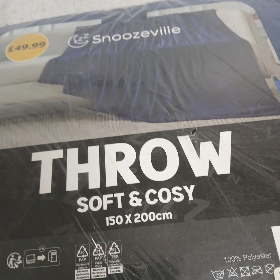 SNOOZEVILLE THROW – SOFT & COSY, 150 X 200 CM (NAVY)