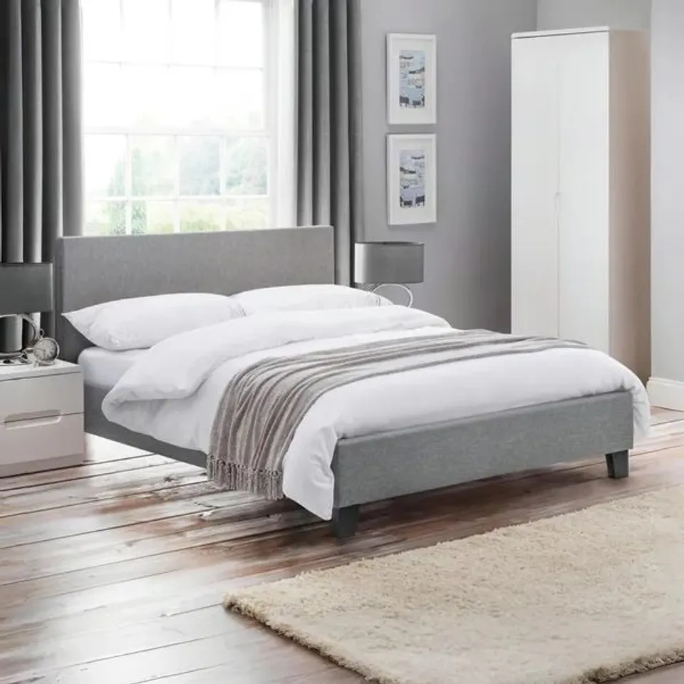 BOXED JULIAN BOWEN RIALTO DOUBLE BED - LIGHT GREY (2 BOXES)