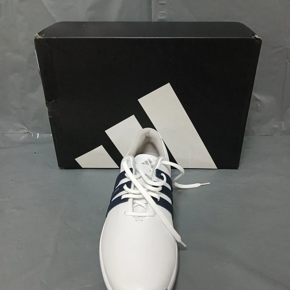BOXED PAIR OF ADIDAS TOUR360 24 WHITE UK 12 WITH CAP 