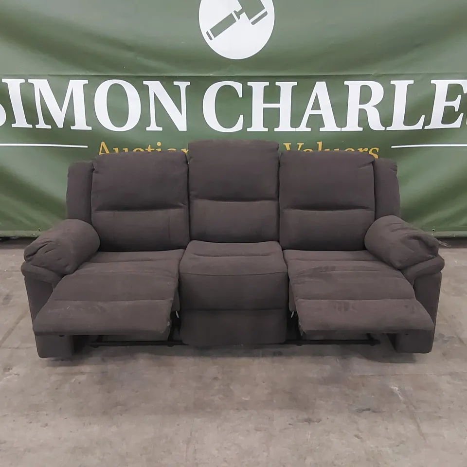 ALBION FABRIC 3 SEATER HIGH BACK MANUAL RECLINER SOFA - CHARCOAL FABRIC  RRP £749