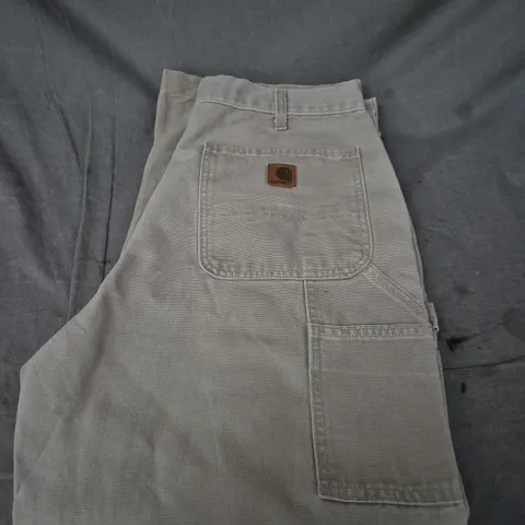 CARHARTT WORK PANTS – GREY CANVAS CARGO TROUSERS - SIZE 35 X 32