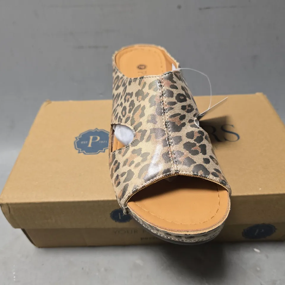 BOXED PAVERS METALLIC LEOPARD SLIP ONS  - SIZE 6 