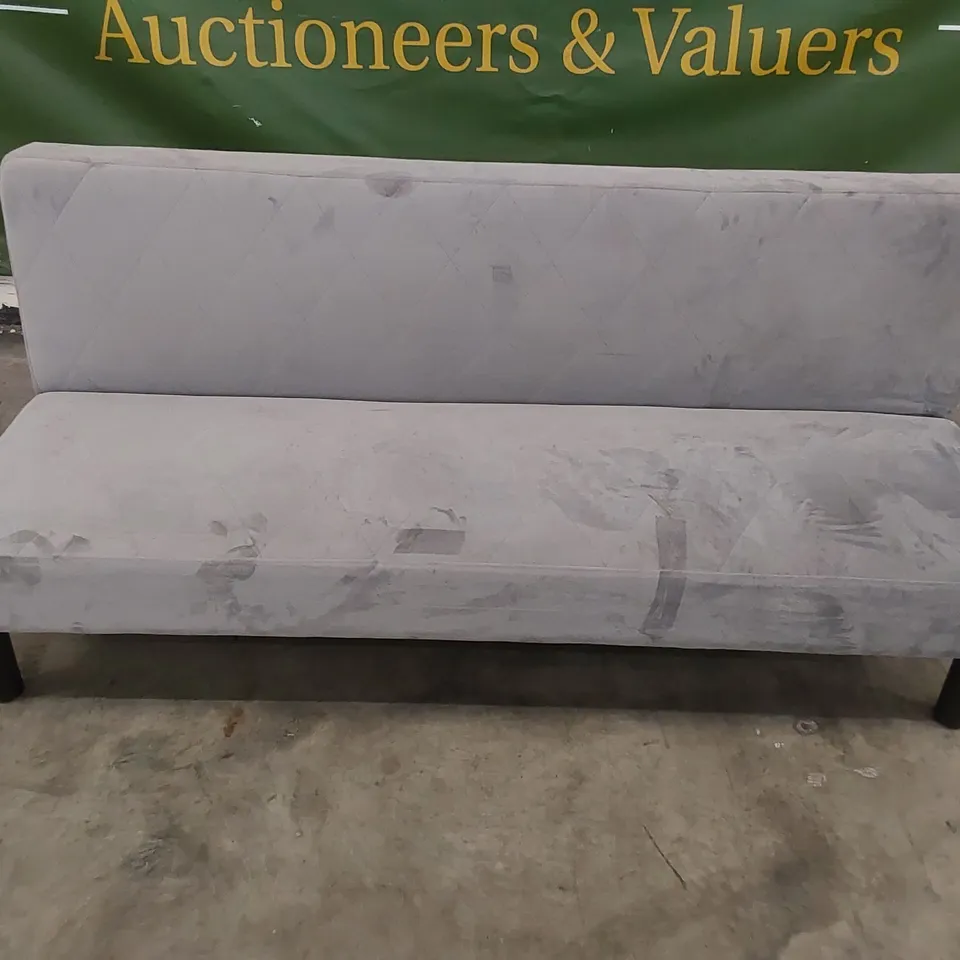 DESIGNER BAXTER 3 SEATER VELVET SOFA BED - SILVER