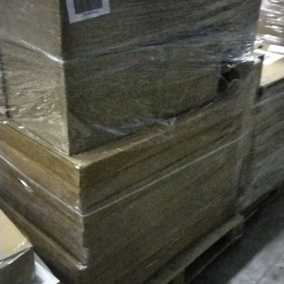 PALLET OF 11 ALISON CORK GINKGO LEAF MIRROR & 10 BOXES OF CLOTHING