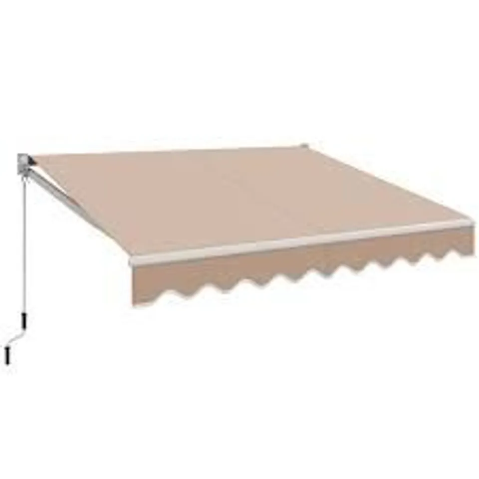 BOXED COSTWAY OUTDOOR MANUAL RETRACTABLE AWNING COVER SHELTER PATIO SUN SHADE - BEIGE