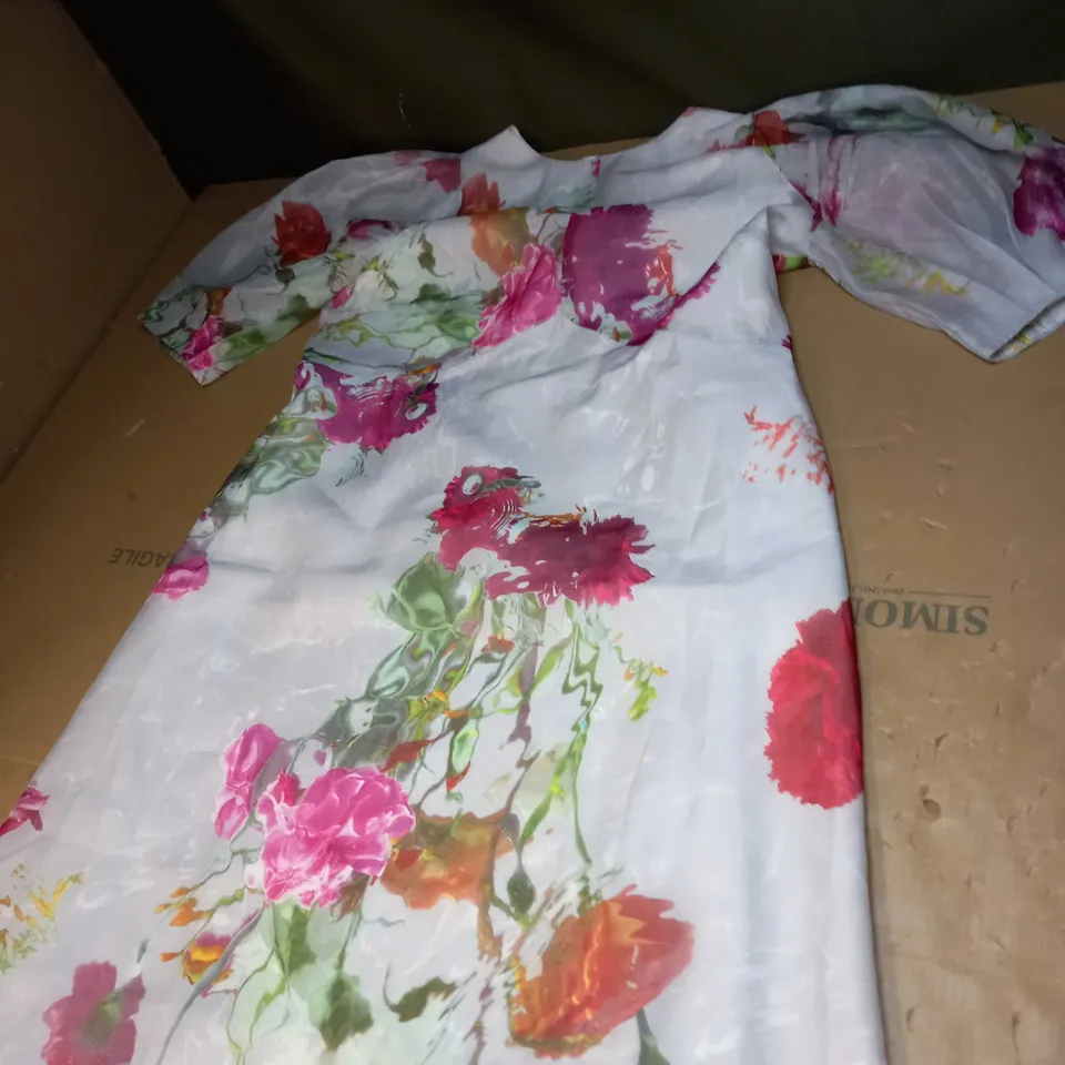 TED BAKER EMPIRE LINE MIDI DRESS WITH PUFFY SLEEVES SIZE 4