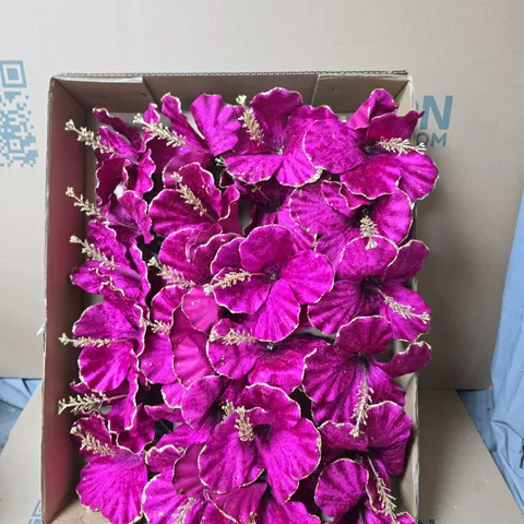 BOX OF 2 X ARTIFICIAL MAGENTA FLOWERS – SILK GARDEN ORNAMENT