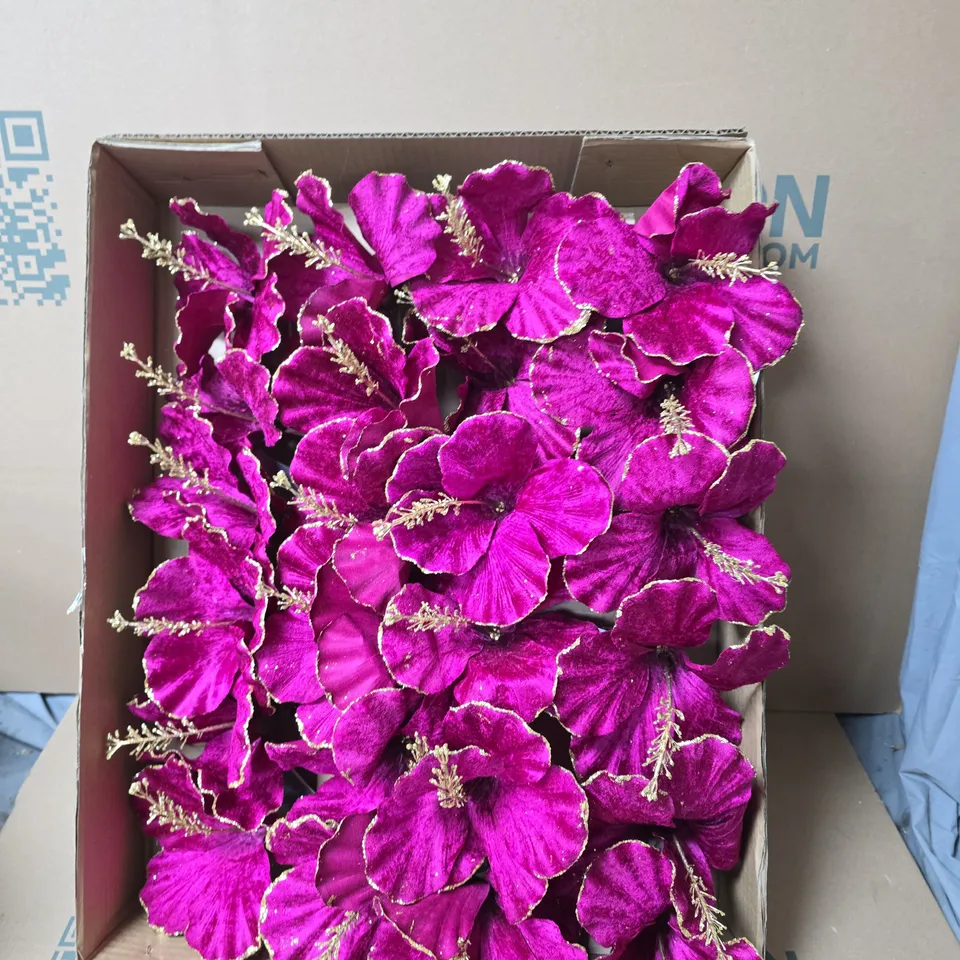 BOX OF 2 X ARTIFICIAL MAGENTA FLOWERS – SILK GARDEN ORNAMENT