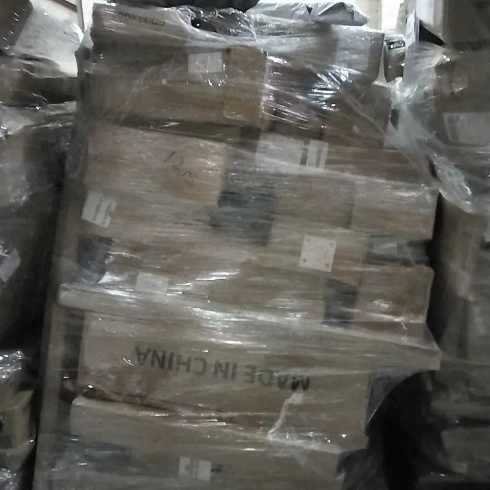 PALLET OF HOUSEHOLD ITEMS TO INCLUDE REAR SUSPENSION TRAILING ARM SET, SHELF,VACUUM CLEANER  AND OTHER ASSORTED ITEMS...