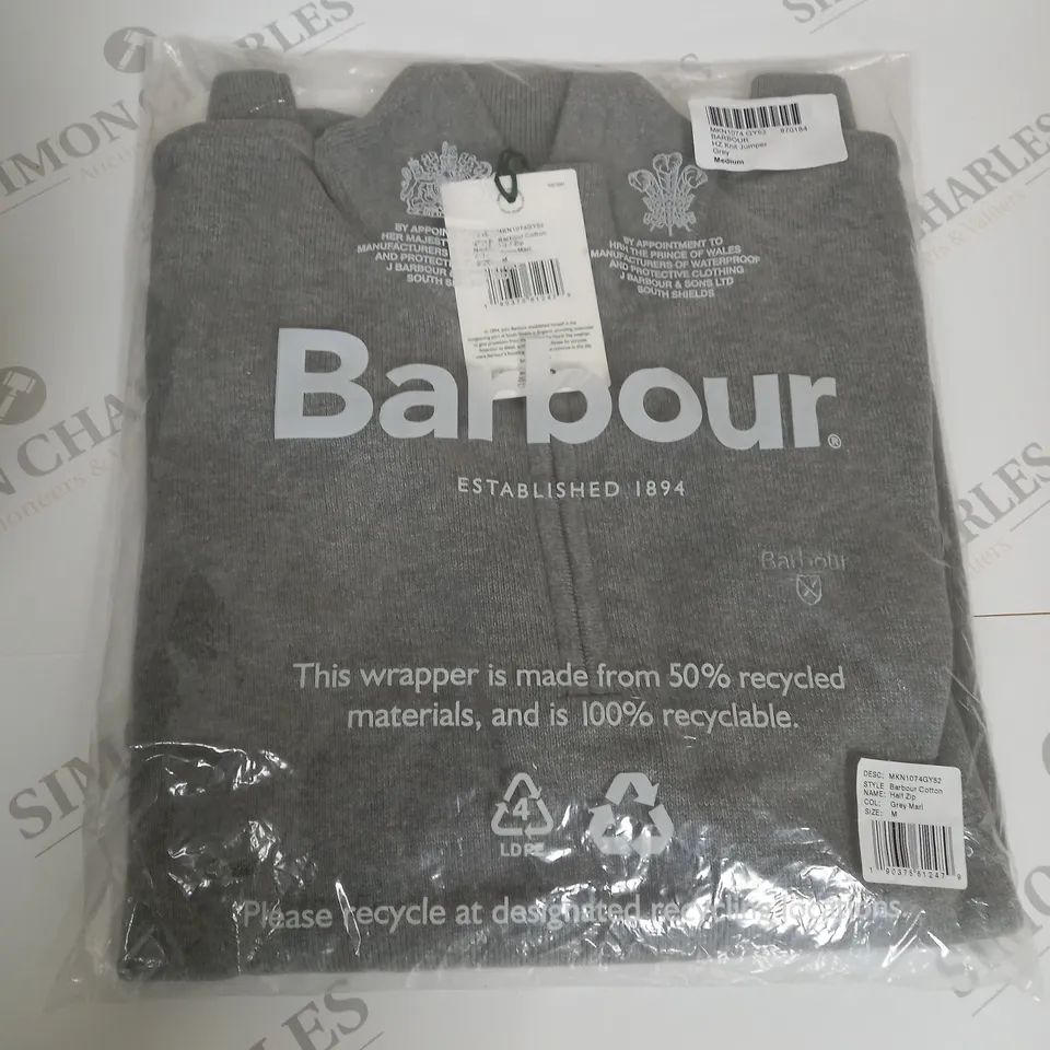 BAGGED BARBOUR HALF ZIP COTTON JUMPER SIZE M