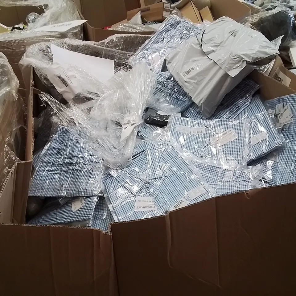 PALLET OF MEN'S CLOTHING,OUTERWEAR,HARDWARE PRODUCTS TO INCLUDE;DARTS,SHIRT,SLIPPERS