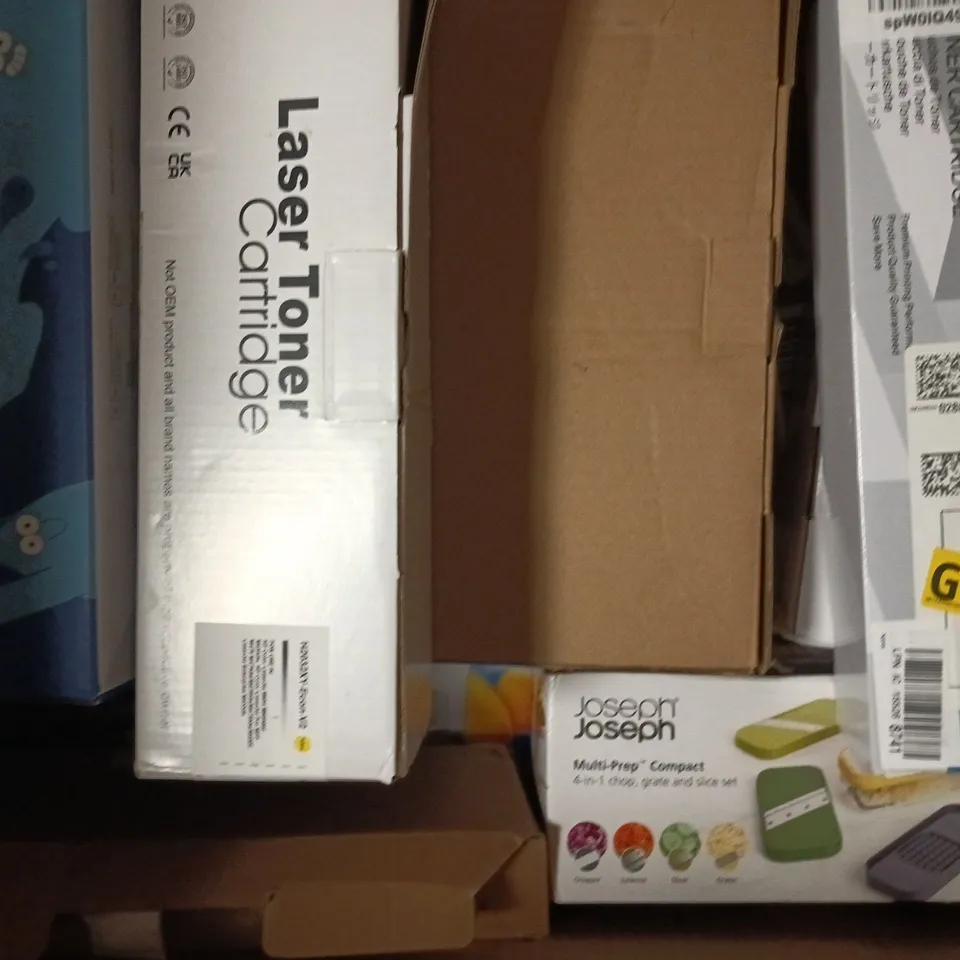 BOX OF APPROXIMATELY 10 ASSORTED PRINTER TONER CARTRIDGES