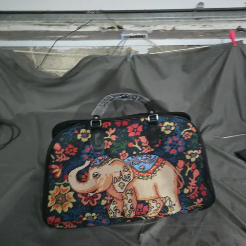 COLORFUL ELEPHANT-PRINT ROLLING TRAVEL BAG WITH HANDLES 