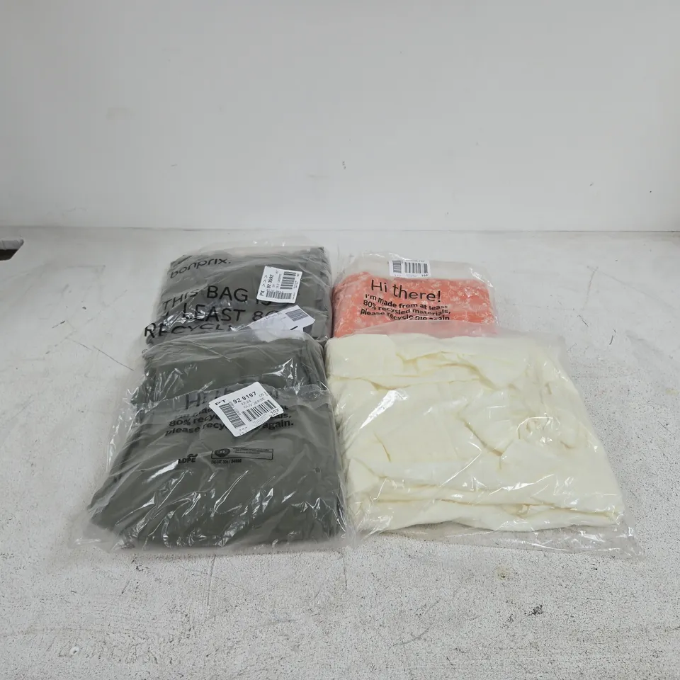 BOX OF APPROXIMATELY 25 ASSORTED CLOTHING ITEMS OF VARIOUS SIZES AND STYLES TO INCLUDE OLIVE JERSEY, BLOUSE ETC