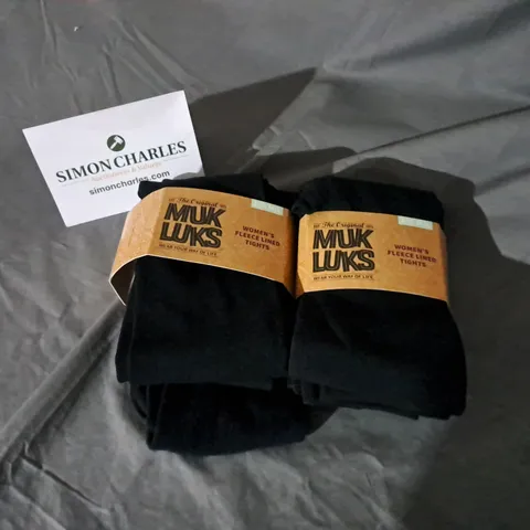 MUK LUKS 4 PACK FLEECE LINED TIGHTS IN BLACK M/L 