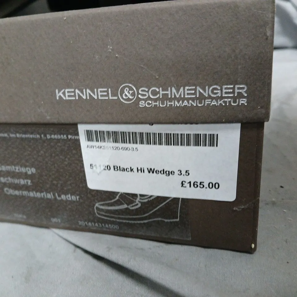 KENNEL & SCHMENGER BLACK HI-WEDGE SHOES, UK 3.5