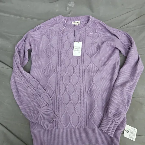 MUDFLOWER WOMEN'S PURPLE KNIT CABLE JUMPER, UK 10