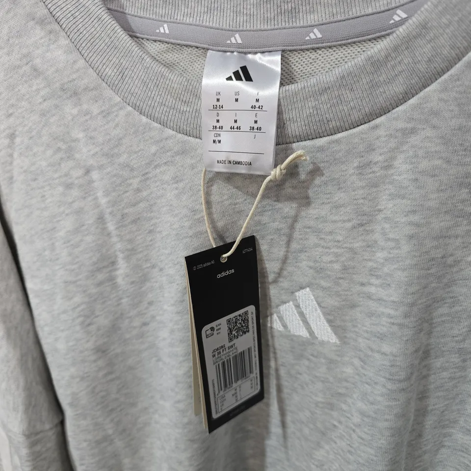 ADIDAS GREY SWEATSHIRT WITH LOGO AND THREE STRIPES – UK M