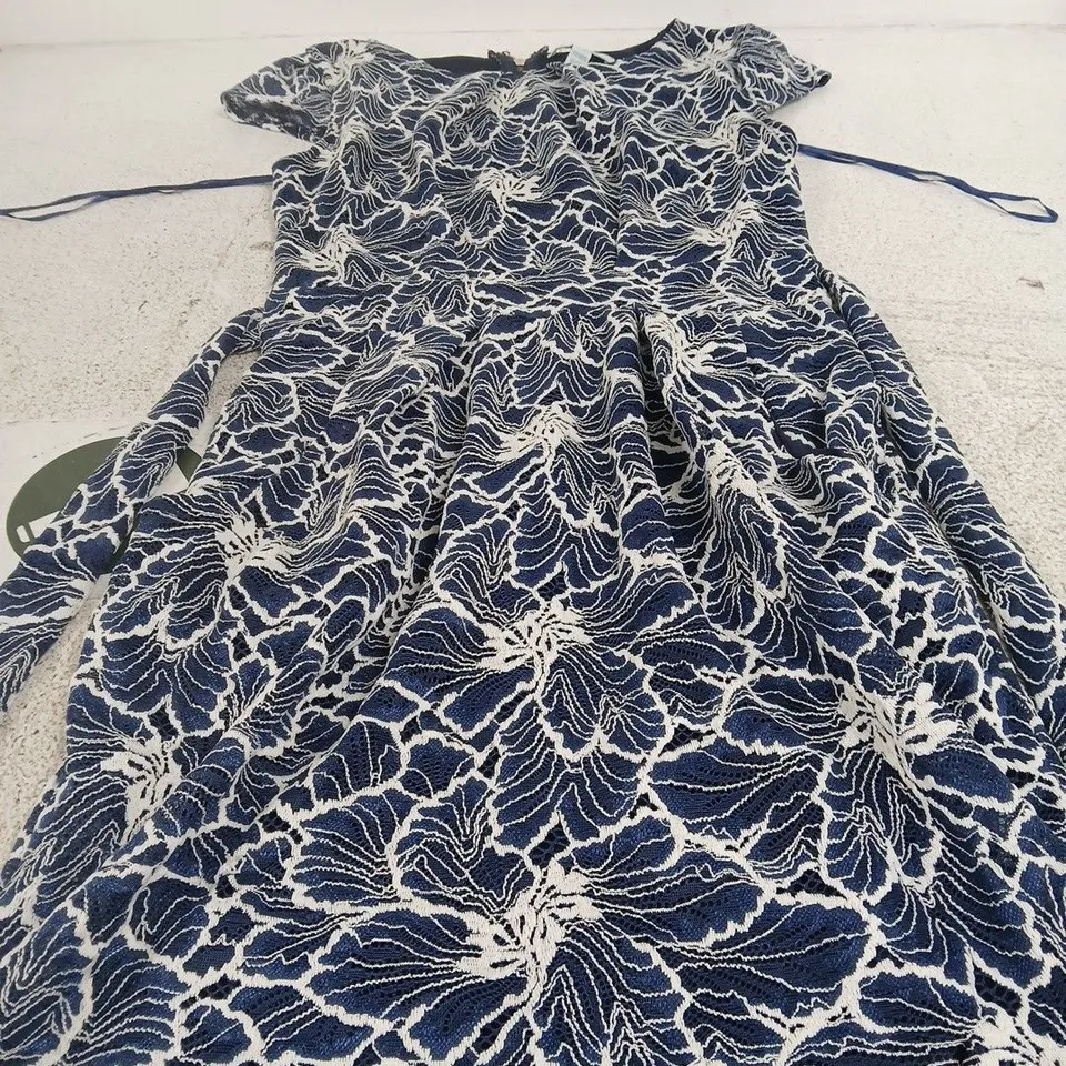 BLUE VANILLA WOMEN’S DRESS – NAVY/WHITE PRINT, ZIP, UK 10