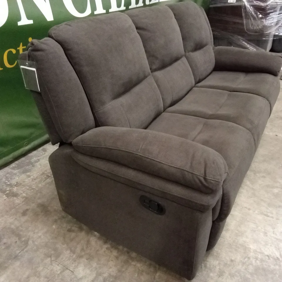 ALBION FABRIC 3 SEATER HIGH BACK MANUAL RECLINER SOFA - CHARCOAL 