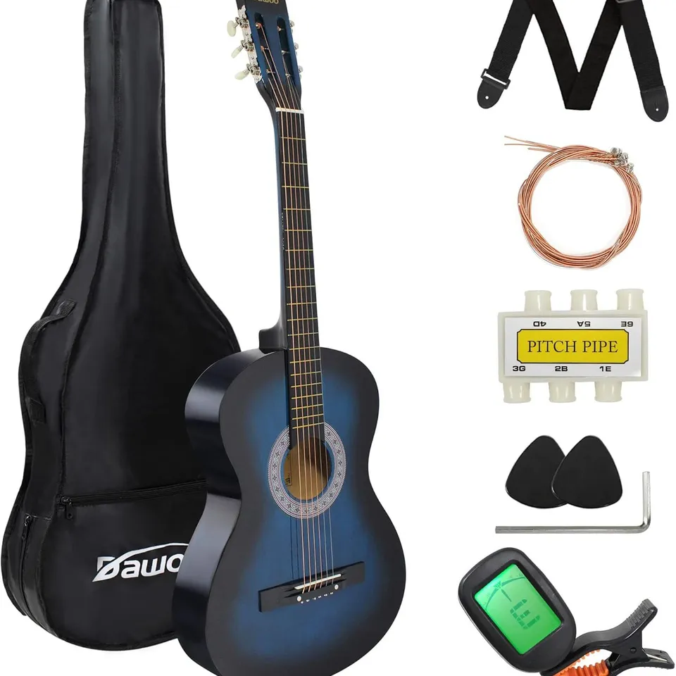 BOXED DAWOO 4/4 SIZE ACOUSTIC GUITAR -38 INCH CLASSIC GUITAR - BLUE