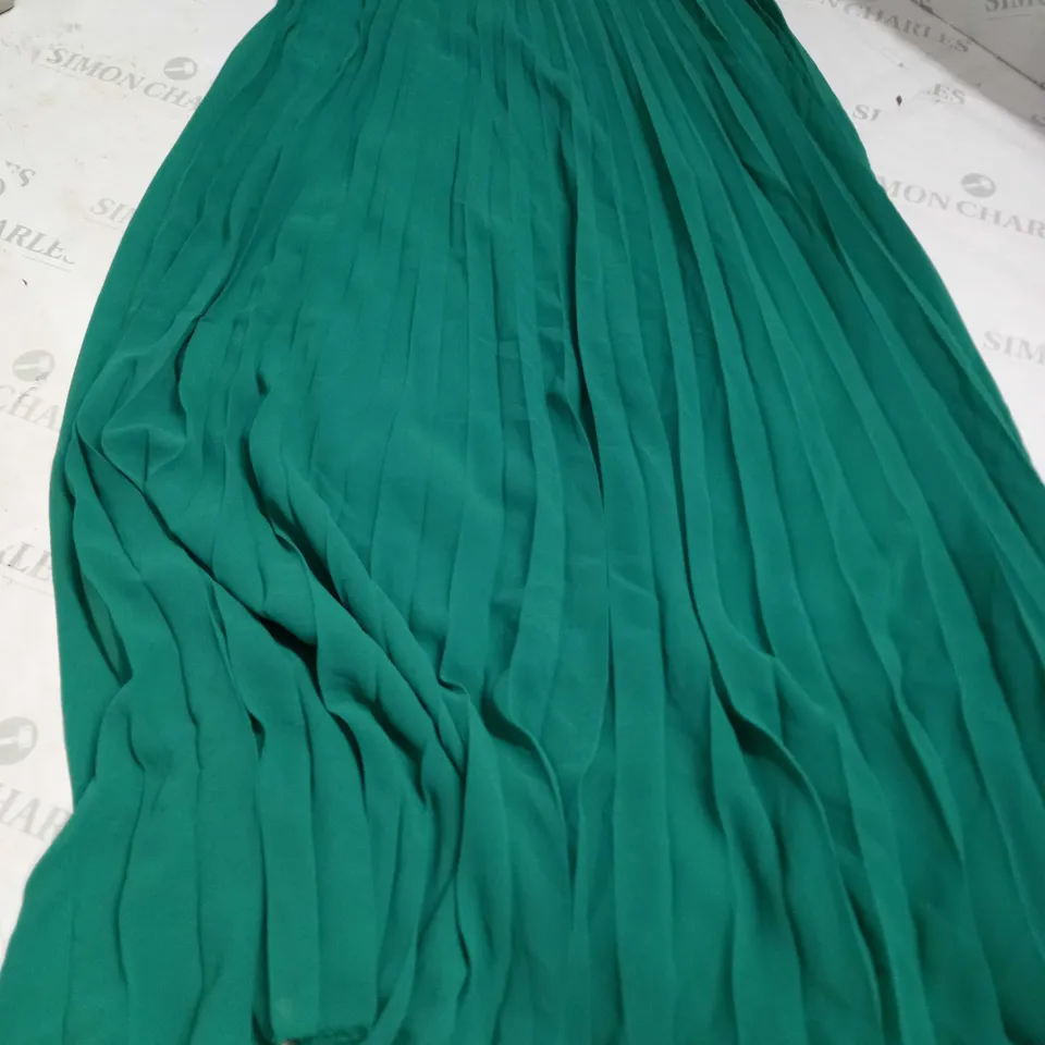 KURT MULLER WOMAN PLEATED MAXI SKIRT IN GREEN WITH ELASTIC MULTICOLOUR BAND AT TOP - SIZE UNSPECIFIED