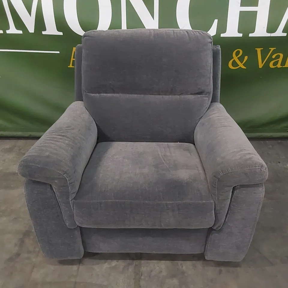 QUALITY DESIGNER ITALIAN MADE FLORENCE ELECTRIC RECLINER FABRIC UPHOLSTERED ARMCHAIR - ANTHRACITE GREY