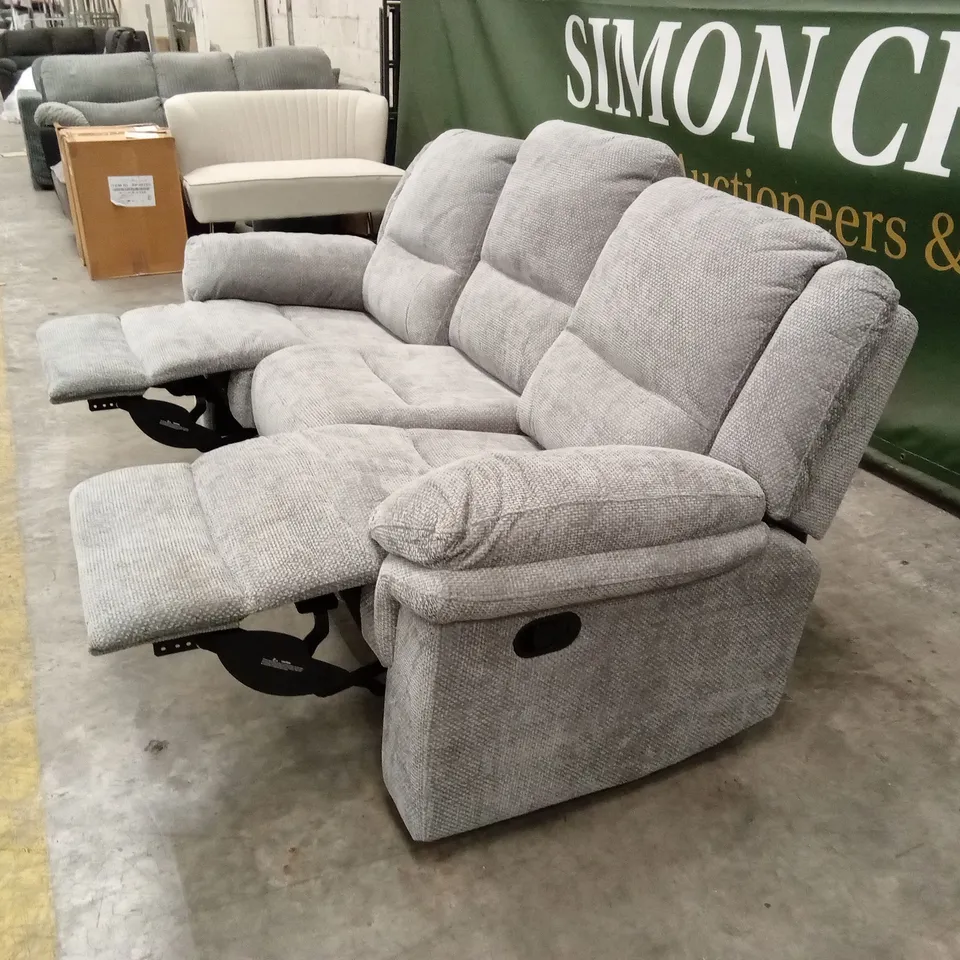 ALBION 3 SEATER FABRIC MANUAL RECLINER SOFA - GREY RRP £679